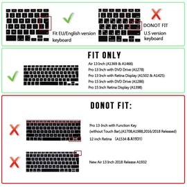 WYGCH Russian Language Keyboard Cover for MacBook Pro 13" 15" 17" (with or w/Out Retina Display) Silicone Skin for iMac and Air 13",European Version-Russian/English Cyrillic