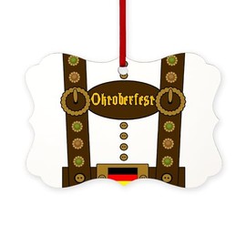 CafePress Oktoberfest Lederhosen Funny Scroll Holiday Ornament 4" x 2.75"