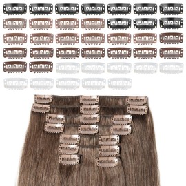 Prasacco Pack of 40 Hair Extensions Clips, Wig Clips, Hair Extensions Clips for Extensions, Braided, 6 Teeth, U-Shape Wig Clips for Securing Wigs, Metal Wig Accessories, 4 Colours