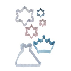 R&M International 1847 Snow Queen Cookie Cutters, Assorted Snowflakes, Crown, Princess Gown, 6-Piece Set