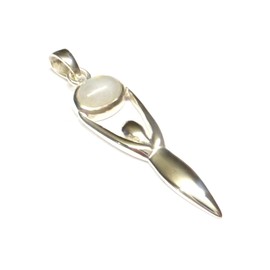 Silver Moon Goddess Pendant with Genuine Moonstone Crafted in Sterling Silver, Sterling Silver, Moonstone