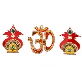 Small Om Ganpati with Kalash Decoration Door Wall Home Decorative Stickers Rangoli Sticker Floor Color Rangoli Indian Traditional Handcrafted Gift Idea & Indian Traditional Navratri Festival Decor