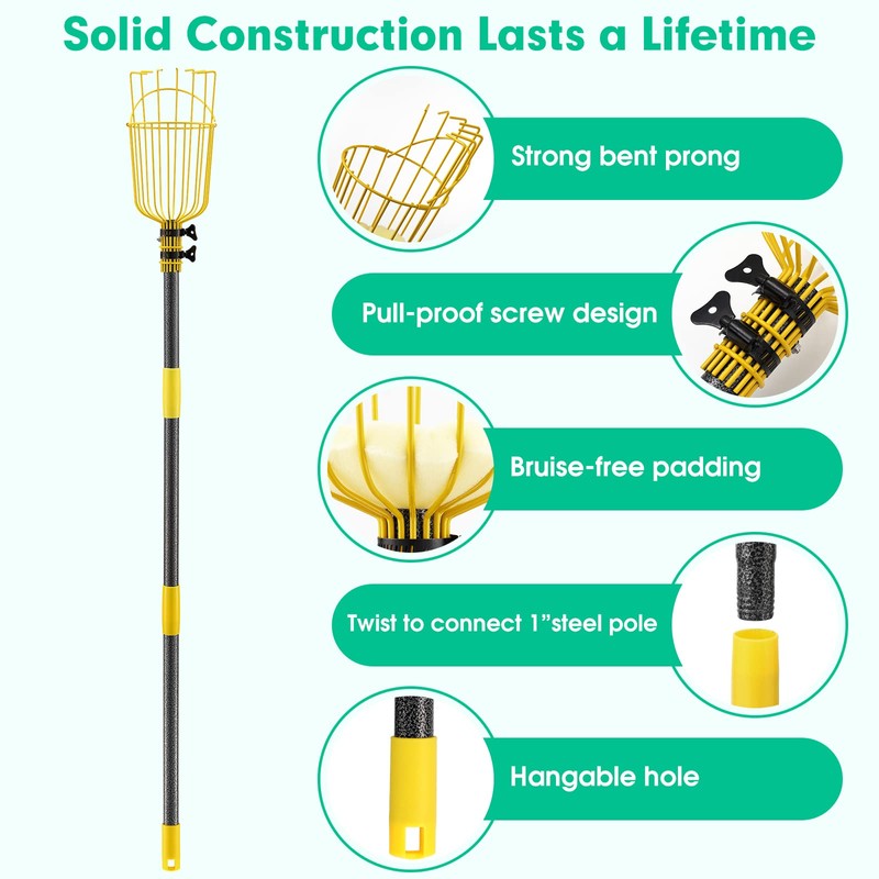 Fruit Picker Mango Picker, 66 Inch Long Heavy Duty Fruit