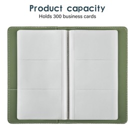 DMFLY Leather Professional Business Card Holder Organizer Book - 300 Card Capacity Premium PU Folder with Soft Cover, Name Card Credit Cards Binder for Men/Women, Fruit Green