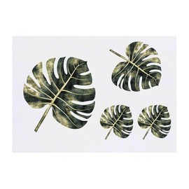 4 x 'Tropical Leaf' Temporary Tattoos - Water Resistant, Skin-Safe, Non-Toxic Transfers, Mixed Sizes (TO00083480)
