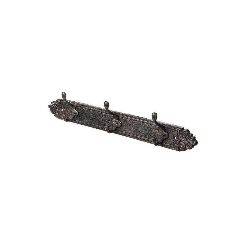 Annastore Solid Cast Iron Hook Rack 3 Hooks L 45