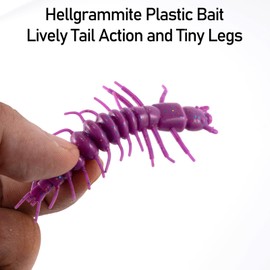 Dr.Fish 8 Pack Hellgrammite Plastic Soft Worm Lure Bait 3" Soft Plastic Fishing Lures Grub Crappie Panfish Bluegill Trout Walleye Durable Artificial Fishing Lure for Bass Fishing Dark Purple