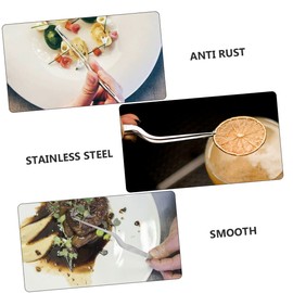 GLEAVI 3Pcs Stainless Steel Food Tweezers Curved Tip Tweezers for Cooking Plating Bbq for Fish Bone Steak and Dessert Serving for Home Restaurant Cafe Use