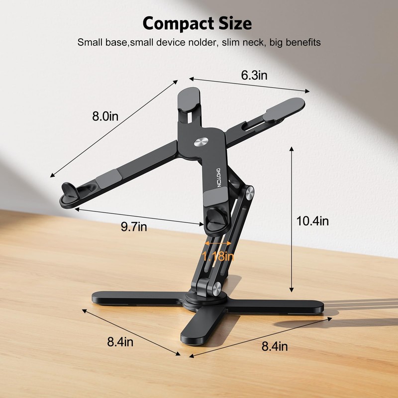 OMOTON 360° Rotating Laptop Stand Riser for Desk, Ergonomic Foldable