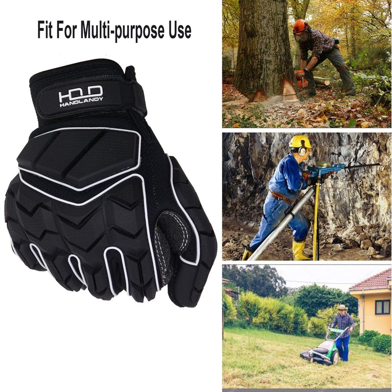 HANDLANDY Anti Vibration Gloves, SBR Padding, TPR Protector Impact Gloves,