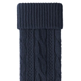 Ateena Wool Leg Warmers for Ladies, Soft Winter Knit Crochet Anklewarmers in Braid Pattern, Women's Gaiters for Dance or Ballet, Chunky Boot Cuffs in One Size, Navy blue