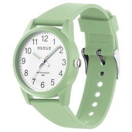 OSDUE Kids Watches, Kids Watch for Boys Girls 50M Waterproof, Children Analogue Quartz Watch, Learning Time Easy to Read, Soft Band Wrist for Sport Outdoor, Kid Gifts, Christmas Gifts-Green