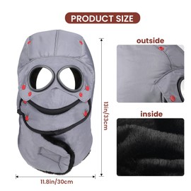 TAGVO Winter Hat with Ear Flaps, Warm Snowproof Aviator Hat with Windproof Removable Face Mask for Skiing, Ice Skating and Other Outdoor Activities, gray