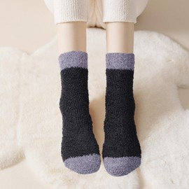 GiveGift Cuddly Socks Women's Plush Socks Bed Socks Plush Cuddly Fluffy Socks Colourful for Women Fuzzy Fluffy Socks 35-46 5 Pairs, black