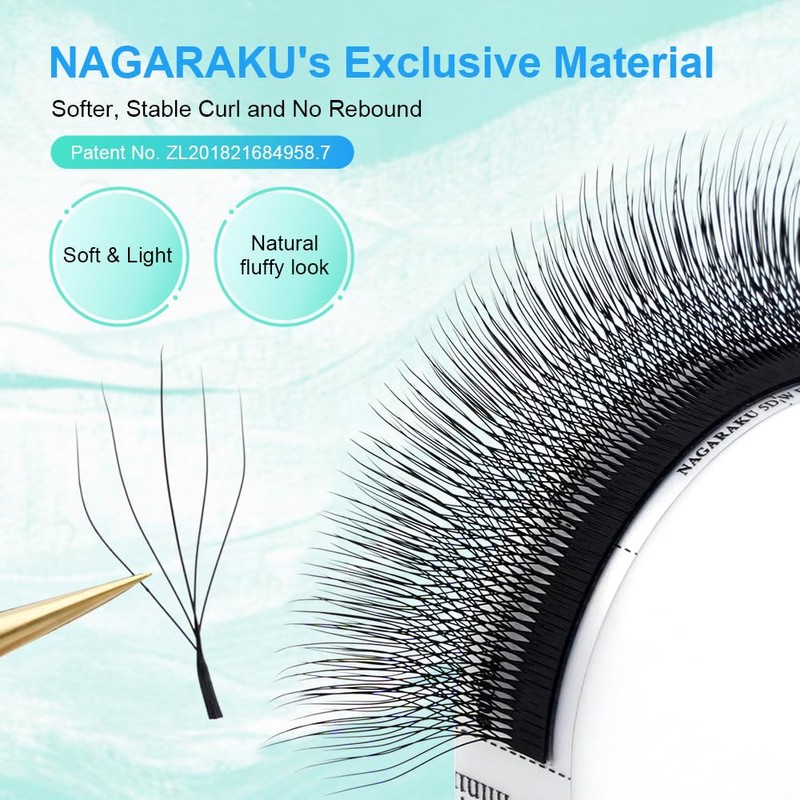 NAGARAKU 5D W Eyelash Extensions, 2.0 Version, Camellia Eyelash Extension,