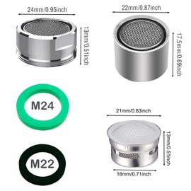 4pcs Faucet Aerators, 2pcs Aerator Filter Replacement Parts, with Brass Housing, 2pcs 15/16 Inch Male and 2pcs 55/64 Inch Female Bathroom Aerator Faucet Filters with Gaskets,for kitchen bathroom