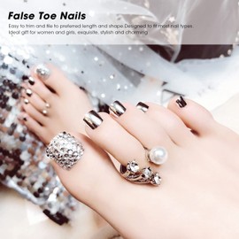 Uñas Postizas con Diamantes de Imitación, Cobertura Completa, 24 Piezas, Puntas de Arte de Uñas Postizas para Mujeres Y Niñas