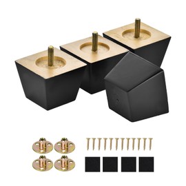 Maricome 2 Inches Furniture Feet for Couch Sofa Set of 4, Replacement Furniture Legs Black Wood Legs M8 Bolt Predrilled