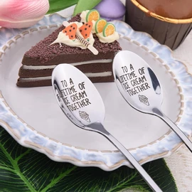 Engagement Gifts Spoons for Boyfriend Husband Wedding Anniversary Birthday Gifts for Wife Girlfriend Ice Cream Spoons Gifts for Ice Cream Lover Couples Scoops for Fiancee Fiance 2 pcs