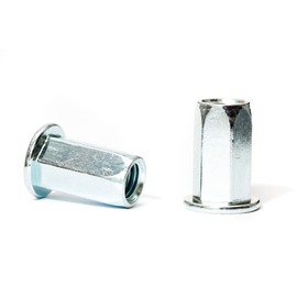 M6 x 16mm Blind Rivet Nuts Hexagon Shank Open End Flat Head Zinc Plated AN322 (Pack of 20)