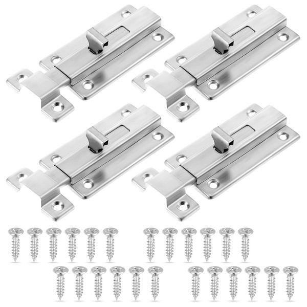 4 Pcs Barrel Bolt Latch, Slide Bolt Latch 4 Inches