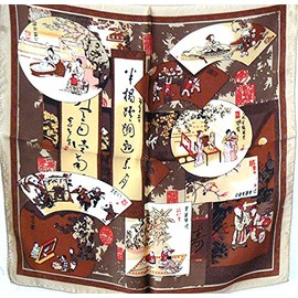 Chinese Painting 100% Charmeuse Silk Scarf Bandana Headband By Silk salon A1075