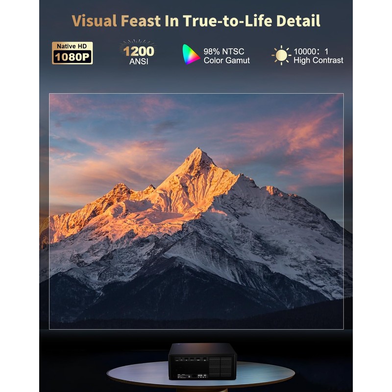 DESS Smart 4K 1080P Home Video Projector, WiFi 6 BT,