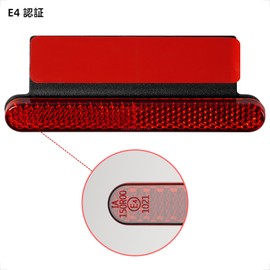 Evermotor Mini Reflector for Motorcycles 150° 100 x 13 x 6mm - E4 Certified, Aluminum Plate Included, Easy Installation, Red Reflector for Scooters, Bikes, ATVs, Set of 2