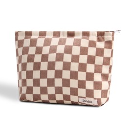 OZAOZ Makeup bag for Women, Flower Cosmetic Bags Zipper Pouch, Large Capacity Corduroy Makeup Bag, Travel Toiletry Bag Organizer for Women and Girls (Flower-U)