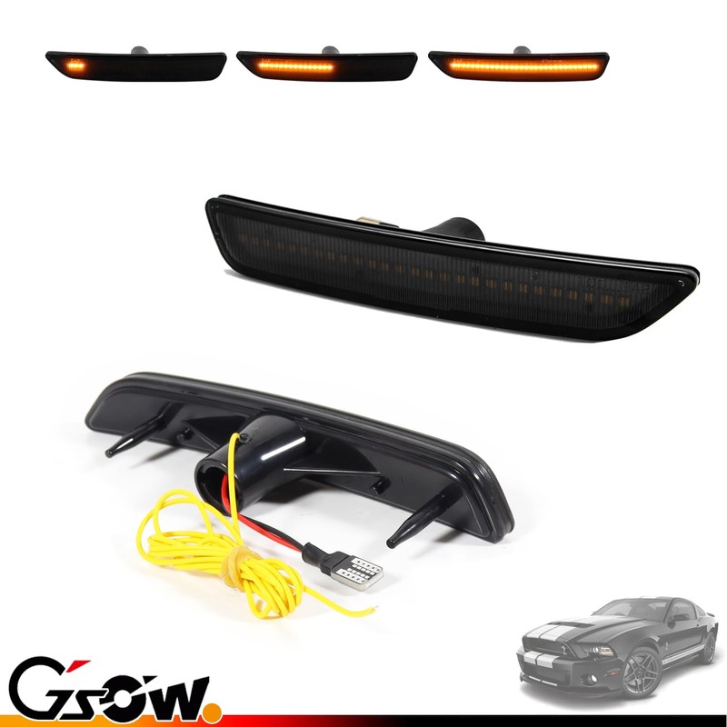 GSOWO Switchback Sequential LED Side Marker Lights for Ford Mustang