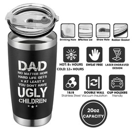 KATLADIZ Gifts for Dad from Daughter, Son - Dad Gifts - Birthday Gifts for Dad, Dad Birthday Gift Ideas - Fathers Day Gift for Dad, Father's Day Gift from Daughter Son - New Dad Gifts - 20 Oz Tumbler