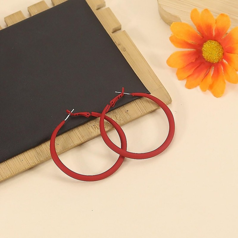 Red Hoop Earrings for Women 80s Hoop Earrings Neon Hoops