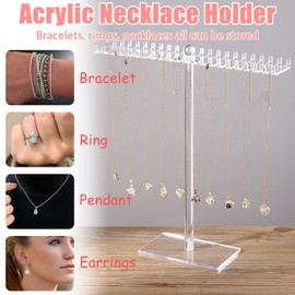 VPB Acrylic Necklace Display Stand,Clear T bar jewellery stand,Hanging Jewellery Organiser Stand Holder,Earring Hanger Stand Holder Tree Stand Earring Holder for Necklaces Pendant Bracelets Ring