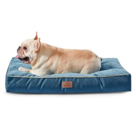 Bedsure Washable Dog Bed Medium Size Dog - 4 Inch Thicken Up to 45lbs Waterproof Pet Mat Pillows with Removable Washable Cover, Blue