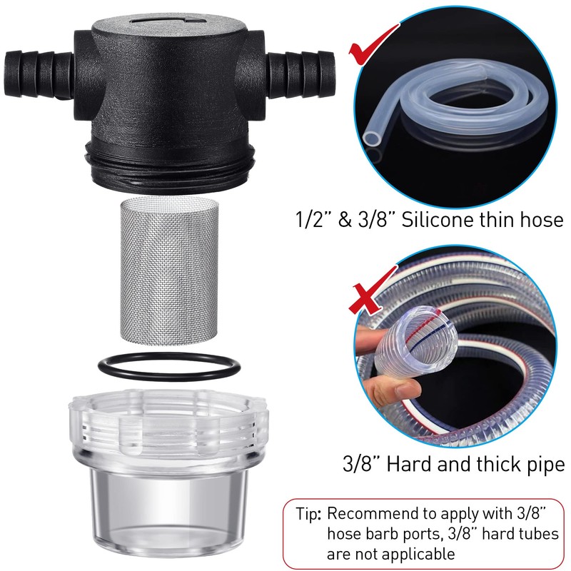 1/2 Inches Water Pump Strainer, Compatible with 3/8 Inches Hose