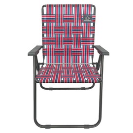 MOUNTAIN SUMMIT GEAR Retro Webbed Camping Chair - Lightweight, Foldable, Durable Steel Frame, 300lb Capacity, Vintage Red/Blue Stripes by Caddis Sports