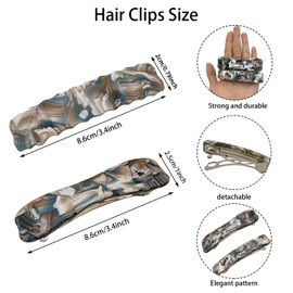 LAYONGMOLI Hair Clips for Women,3.5 Inch Acetate Medium 2pcs Hair Claw Clips for Women Thin Thick Curly Hair,Strong Hold No Slip Grip,French Classic Multicolor （Blue Marble）