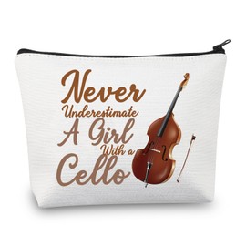 BDPWSS Cello Gift Cello Lover Cello Player Gift Cello Music Teacher Gift Never Underestimate A Girl With A Cello Makeup Bag (Girl With Cello)