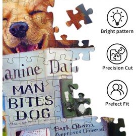 1000-Piece Wooden Jigsaw Puzzle - Colorful Funny Golden Retriever Dog Reading Newspaper on Toilet - Adult, Durable Eco-Friendly Puzzle Art 29.5 * 19.7in
