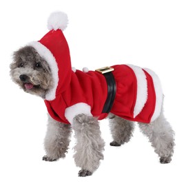 Mogoko Dog Cat Christmas Costume Santa Claus Cosplay Dress, Puppy Pet Fleece Outfits Warm Clothes for Winter Xmas (L Size)
