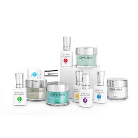Joya Mia Complete Nail Dipping Powder Starter Kit with Powders, Top, Base, Vitamin Oil, and Brush Save (Aqua Glitter, Icey Glitter, Mint Green) (DPSK-26)