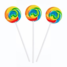 Rainbow Swirl Pops – 12 Fruit-Flavored Vegan Lollipops Individually Wrapped – Mixed Fruit Suckers for Party Favors, Classroom Treats & Candy Buffets