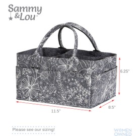 Sammy & Lou Diaper Caddy Organizer - Collapsible Tote Bag with Handles - Organizer for Diapers, Wipes & Baby Changing Supplies - Felt Storage Organizing Bin for Car, Desk, Nursery (Floral)