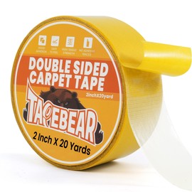 TAPEBEAR Double Sided Carpet Tape 2Inch x 20Yards, Heavy Duty Rug Tape Residue-Free Carpet Gripper for Area Rugs, Wood, Floor, Multipurpose Gripper Non Slip Tape