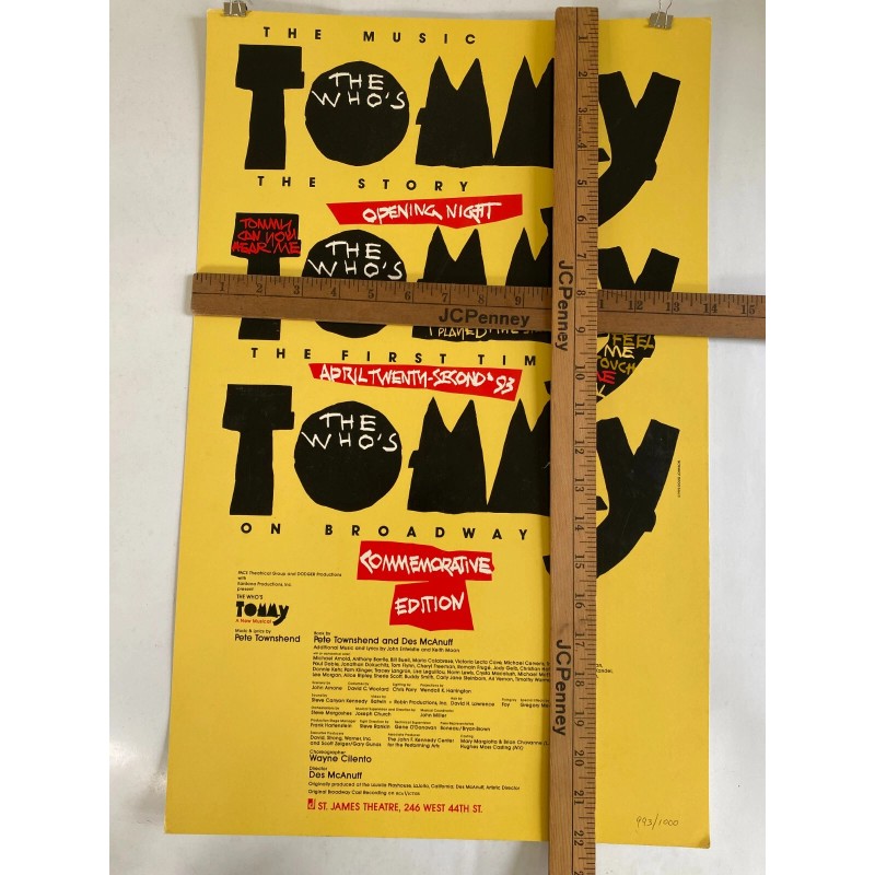 TOMMY The Who's 1993 Broadway Poster Opening Night Commemorative Edition