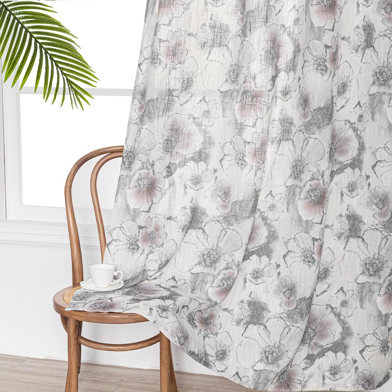 MYSKY HOME Curtains 84 Inch Length Floral Curtains for Living