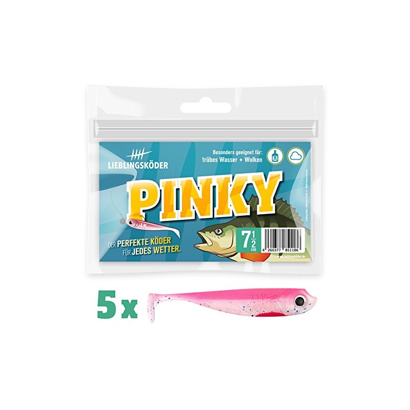 Lieblingsköder, 5 Rubber Fish for Zander Fishing, 7.5 cm, Zander
