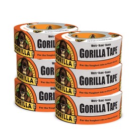 Gorilla Tape, White Duct Tape, 1.88" x 10 yd, White, (Pack of 6)