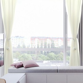 OCIOLI 2 Pieces Curtain Tiebacks Curtain Holdbacks Curtain Ties with Big Woven Ball Outdoor Curtain Tiebacks Cotton Hand Woven Curtain Rope tiebacks Decorative Tie Backs for Drapes (White, 2)