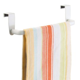 mDesign Modern Kitchen Over Cabinet Strong Steel Towel Bar Rack - Hang on Inside or Outside of Doors - Storage and Organization for Hand, Dish, Tea Towels - 9.2" Wide - Bronze